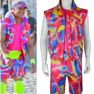 Ken 80s Style Neon Vest and Shorts Set